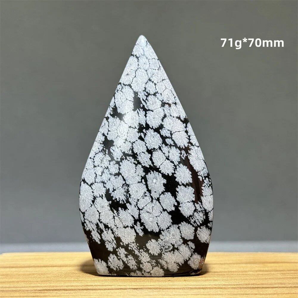 Snowflake Obsidian Freeform Ornament with Natural Quartz, Reiki, Meditation, Healing, Witchcraft, Energy Decoration, Home Gift, Color: Parallel Import