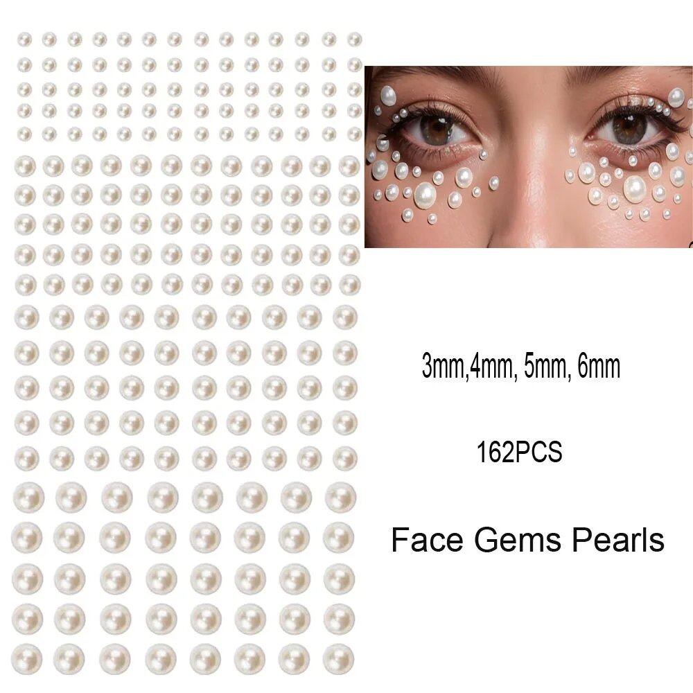 1/5/8-Piece 3D Face and Eye Tattoo Stickers for Party Makeup, Diamond Rhinestone Stickers, Self-Adhesive Mixed Crystal Face Decoration Stickers, Parallel Import