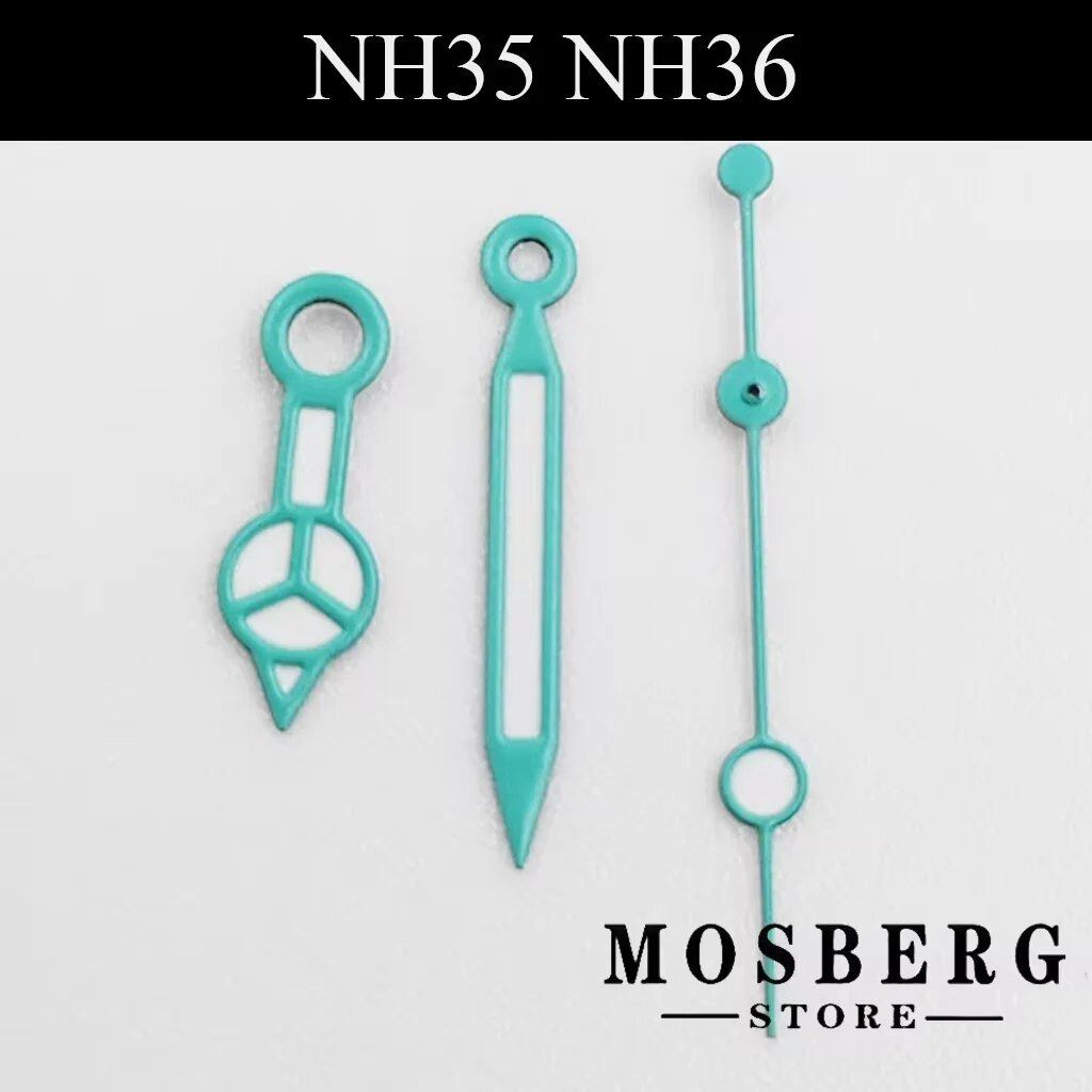 NH34 Watch Hands, Green, Luminous Compatible with ETA 2824, 2836, Miyota 8215, 8205, 821A, DG2813, and 3804 Automatic Movements, Accessory Parts, Color: Parallel Import