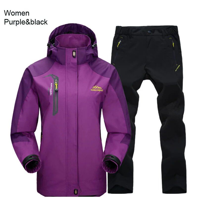 TRVLWEGO Women's Jacket & Pants Hiking Set, Camping, Spring/Autumn Outdoors, 20,000mm Waterproof, Windbreak Suit, Trekking Coat & Trousers, Size: Parallel Import