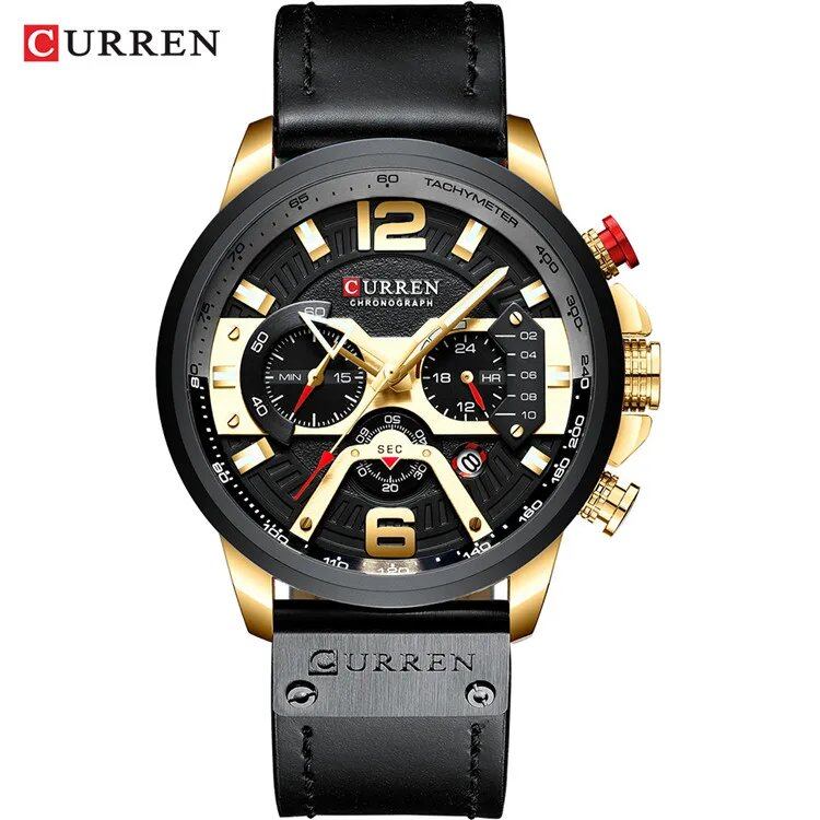 Men's Top Brand Luxury Military Sports Leather Quartz Watch, Karlen 8329, Parallel Import