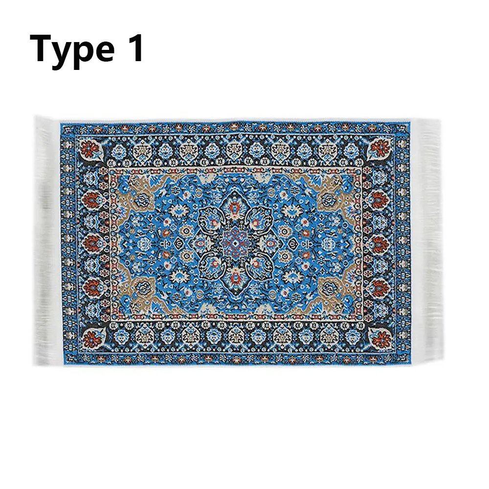 1/12 Scale Turkish Style Play House, Mini House Decoration, Floor Rug, Doll Accessories, Dollhouse Carpet, Miniature Woven Rug, Parallel Import