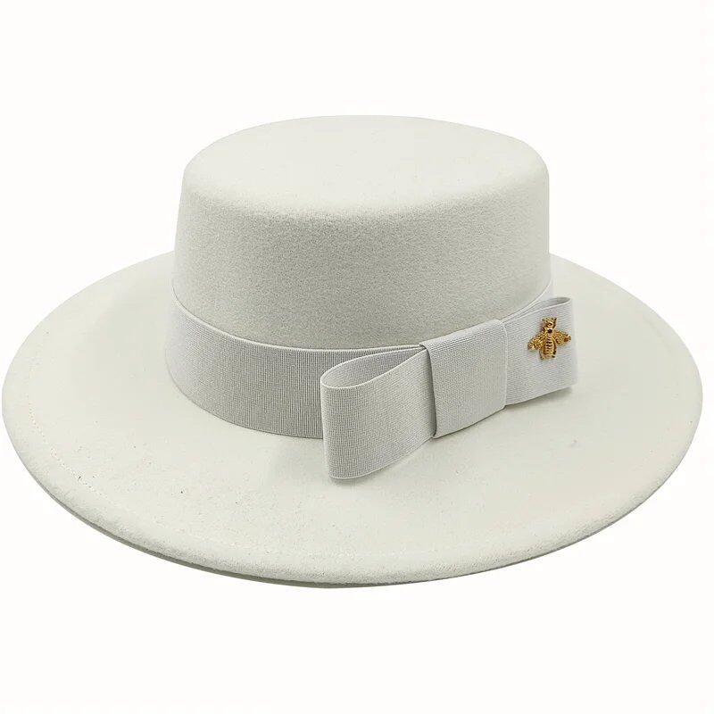 Winter Bowtie Fedora Hat with Textured Surface, Flat Top, and Elastic Band. Red. Men's and Women's Jazz Hat. Sizes: 56-58cm. Ships from: Parallel Import.
