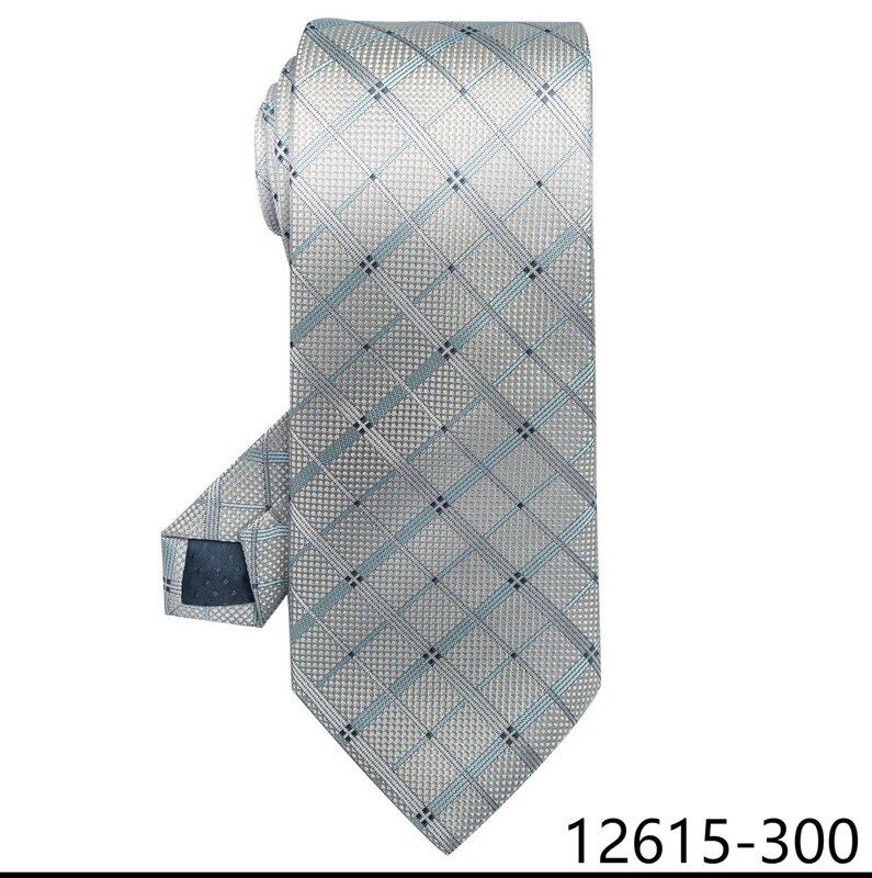 Classic Gray Check 8cm Silk Tie for Men, Perfect for Suits, Weddings, Business, Work, Birthdays, and More. Parallel Import.