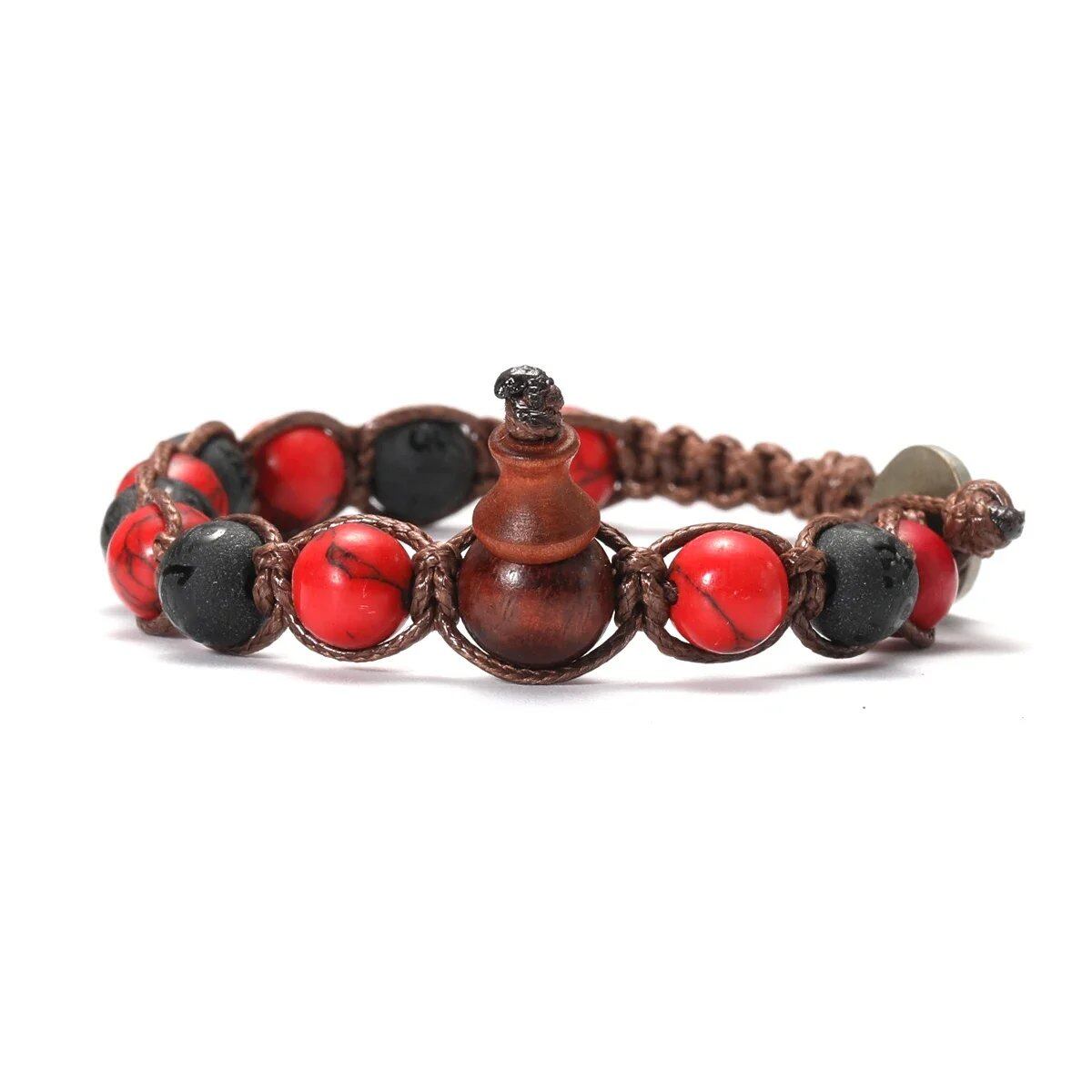 Natural Stone Prayer Bracelet, Tibetan Prayer Beads, Handmade Men's and Women's Bracelet, Yoga & Meditation Jewelry, Metal Color: Style, Parallel Import