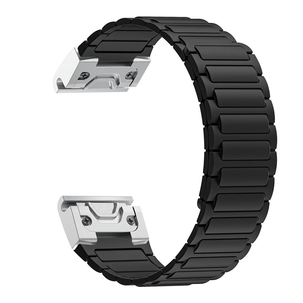 26mm Magnetic Silicone Loop Bracelet Band for Garmin Fenix 7X, 7 Pro, 6X, 5X, 5 Plus, Tactix 7, Forerunner 965, 955, and Enduro 2. Band Color: ; Band Width: 26mm. Parallel Import.