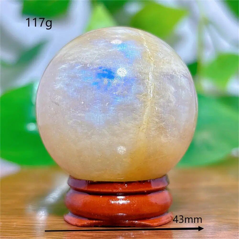 Moonstone Sphere Crystal, Natural Quartz Stone, Home Decor, Mineral, Reiki, Craft, Gift, Energy, Healing, Spiritual, Love, with Stand, Parallel Import