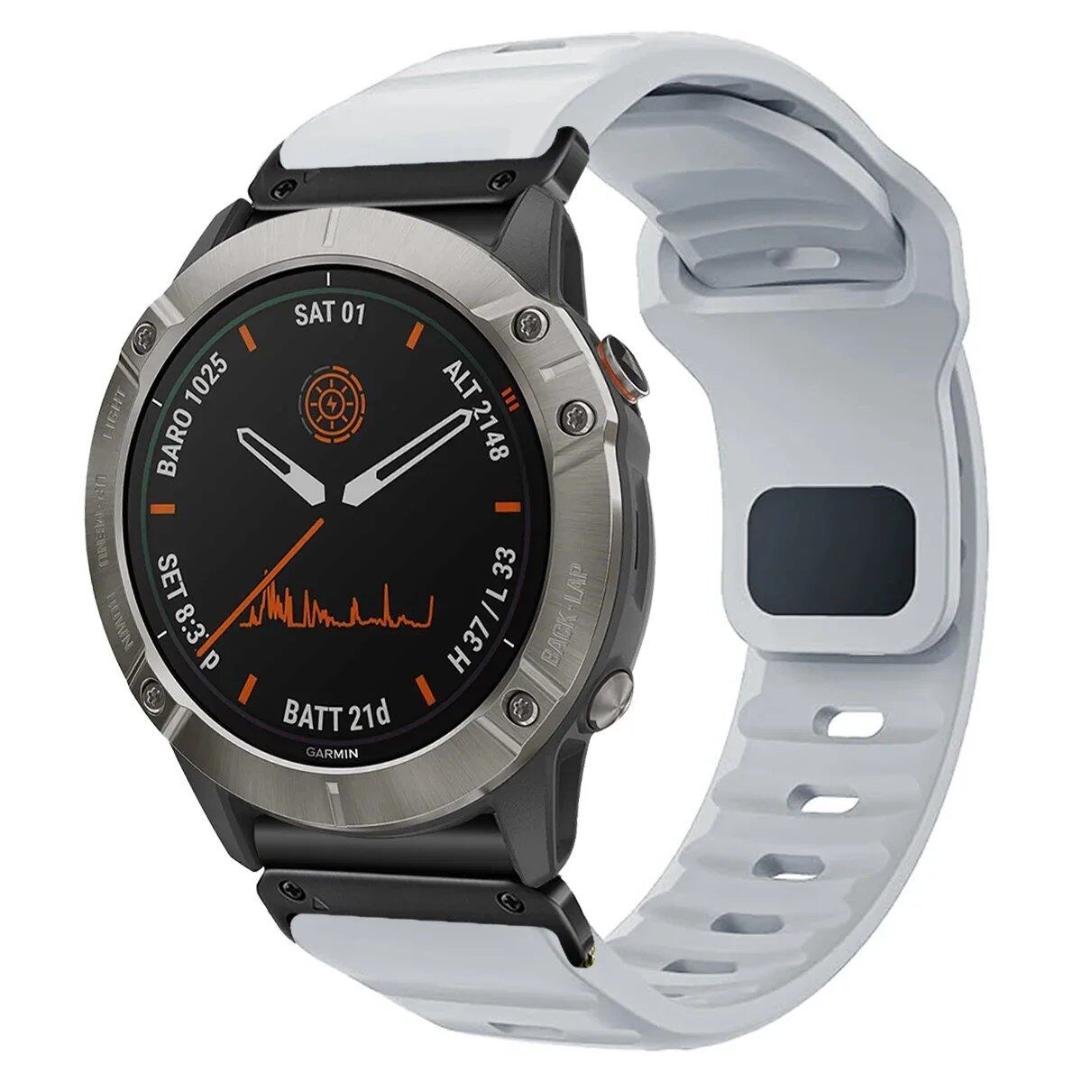 QuickFit Silicone Strap for Garmin Fenix 8, E, 7, 7X, 6X, Pro, 5X Plus, Epic, Pro Gen 2, 47mm, 51mm, Enduro 3, Gapless, 22mm, 26mm, Watch Band, Size: 2; Ships from: Parallel Import