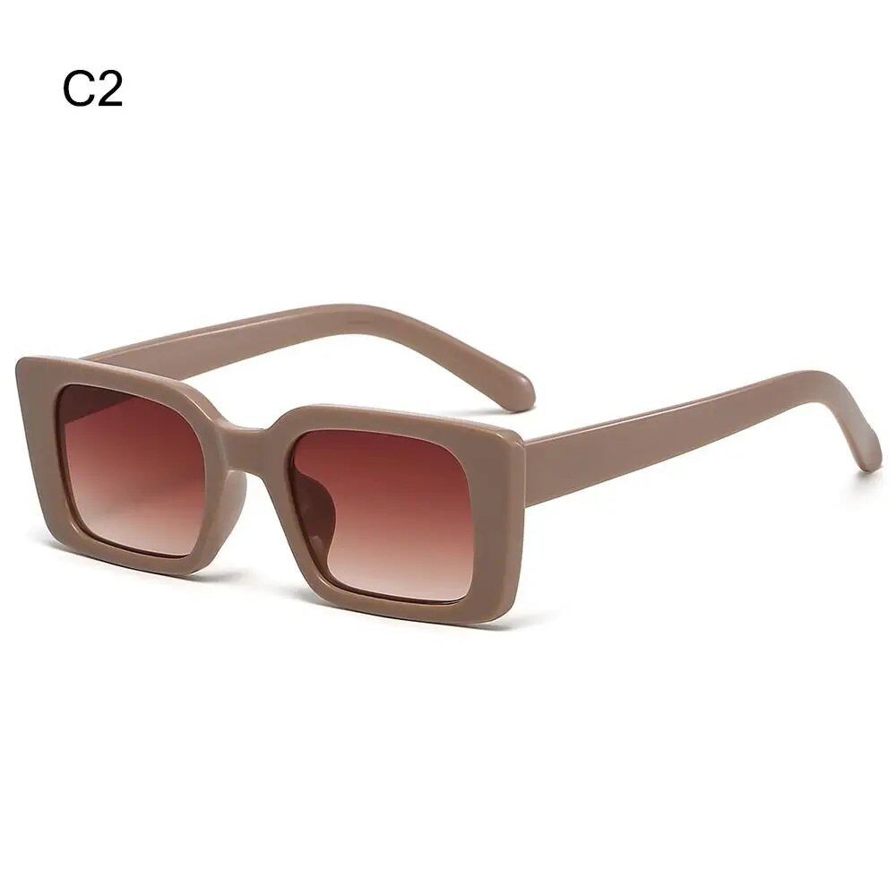 Retro Square Sunglasses for Women, Leopard Print Striped Sunglasses, UV400 Protection, Fashion Rivets, Men's Clear Gradient Sunglasses, Parallel Import