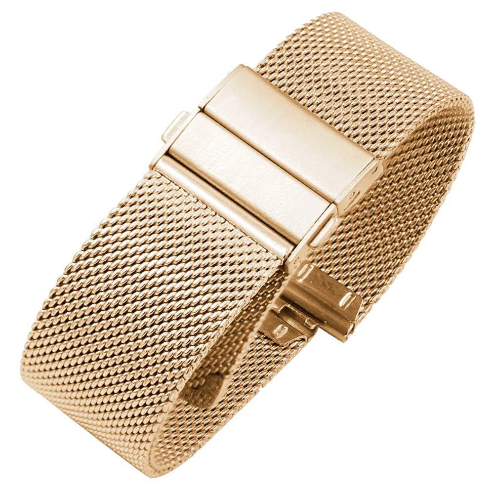 16mm, 18mm, 20mm, 22mm Quick Release High-Quality Stainless Steel Milanese Mesh Watch Strap with Double Press Butterfly Clasp, Band Color: mm, Parallel Import