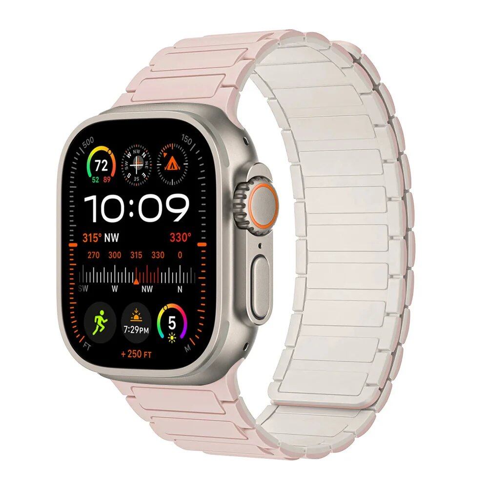 Magnetic Strap for Apple Watch, Silicone Wristband, 45mm, 44mm, 40mm, 46mm, 41mm, 42mm, 38mm, Compatible with iWatch Series 8/7/6/SE/9/10/Ultra 2/49mm, Band Color: mm; Parallel Import