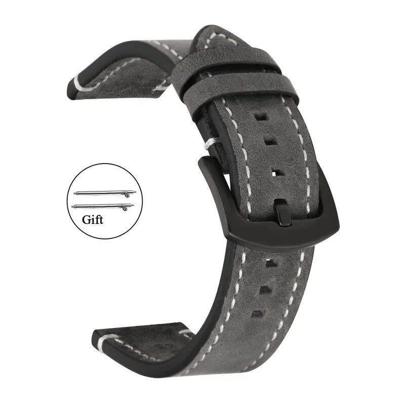 Genuine Retro Calf Leather Watch Band, 18mm, 20mm, 22mm, 24mm, Compatible with Samsung Watches and Huawei Watch GT2/GT3, Sport Strap, Band Color: mm, Parallel Import