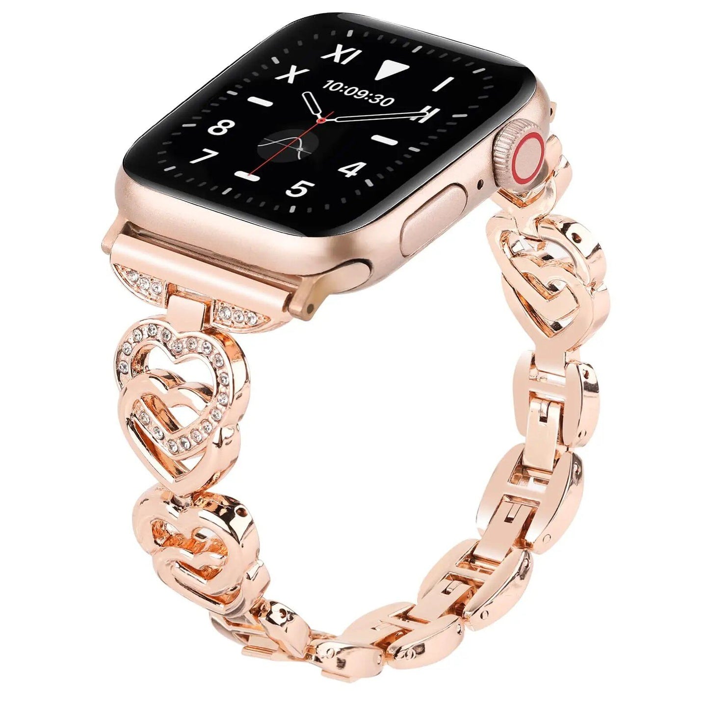 Diamond Heart Strap for Apple Watch, Metal Bracelet, 40mm, 44mm, 38mm, 45mm, 41mm, 49mm, 42mm, Compatible with iWatch Series SE, 7, 6, 3, 5, Ultra, 2, 8, and 9, Band Color: mm, Parallel Import