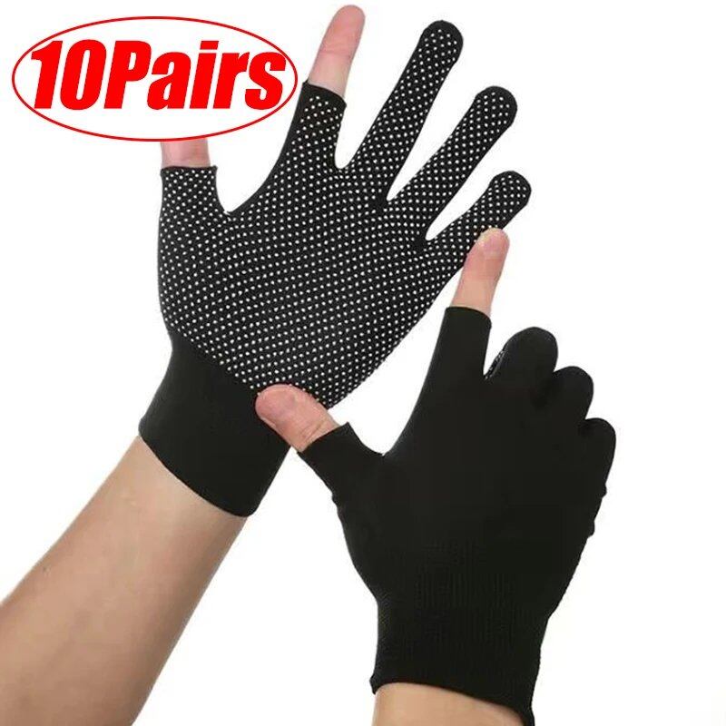 1/5/10 Pairs of Non-Slip Touchscreen Compatible Half-Finger Nylon Cycling Gloves for Summer, Outdoor Fitness, Breathable, Imported