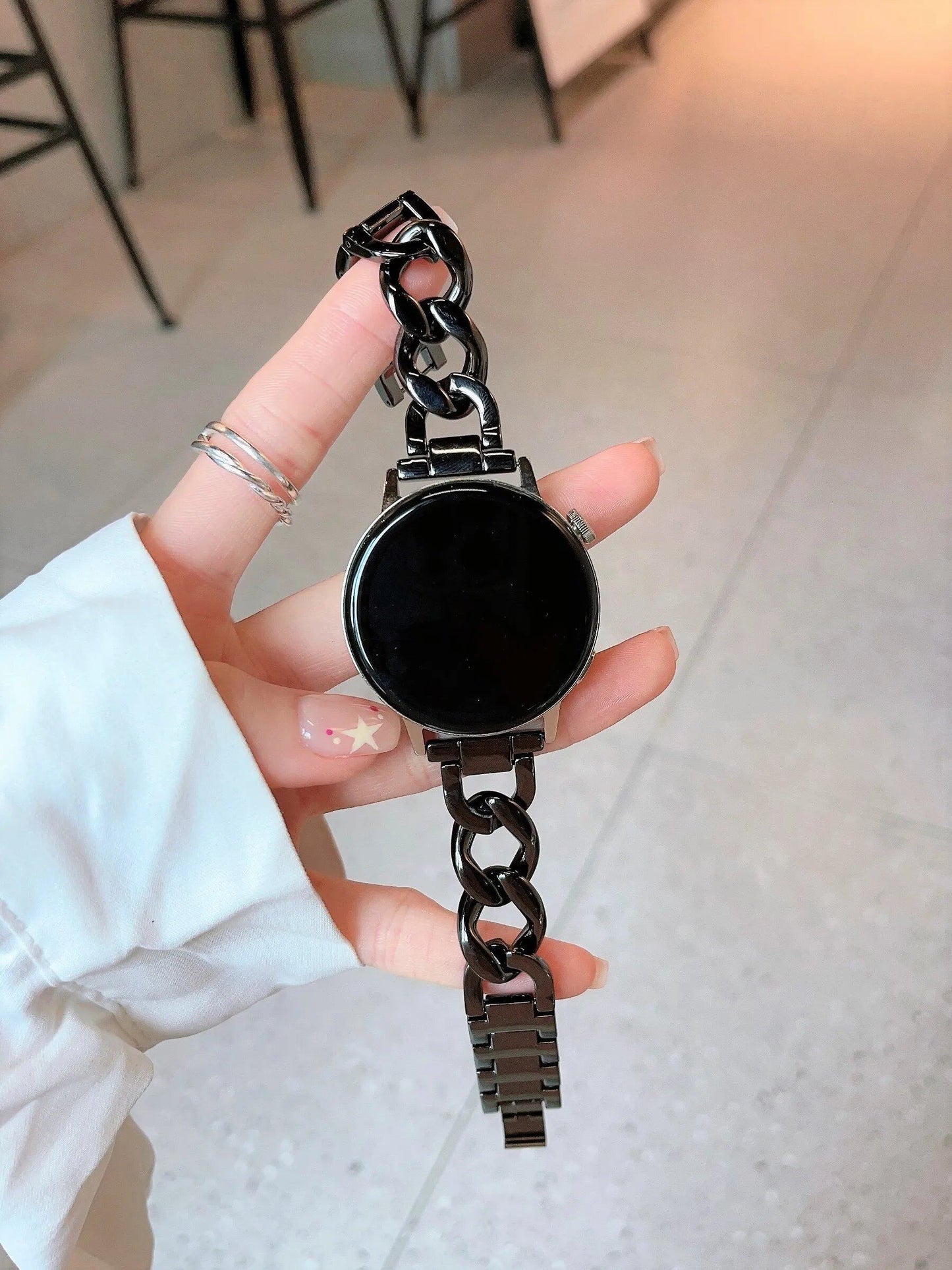 20mm Metal Chain Bracelet for Samsung Galaxy Watch 7/6/5/4/3 (40mm/44mm/Classic 42mm/46mm/43-47mm), Huawei GT3/GT4, and Amazfit GTS. Band Color: mm; Ships from: Parallel Import