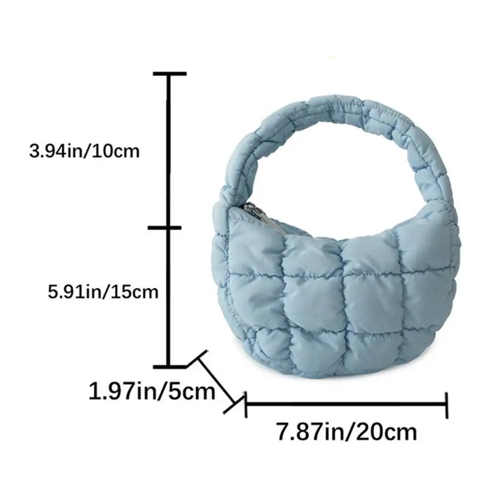 韓国風ひだ飾りソリッド脇バッグ チェキントキルト 女性用小型ハンドバッグ バブル刺繍レディースショルダーバッグ 冬用コットントートバッグ ;発送元: 並行輸入品