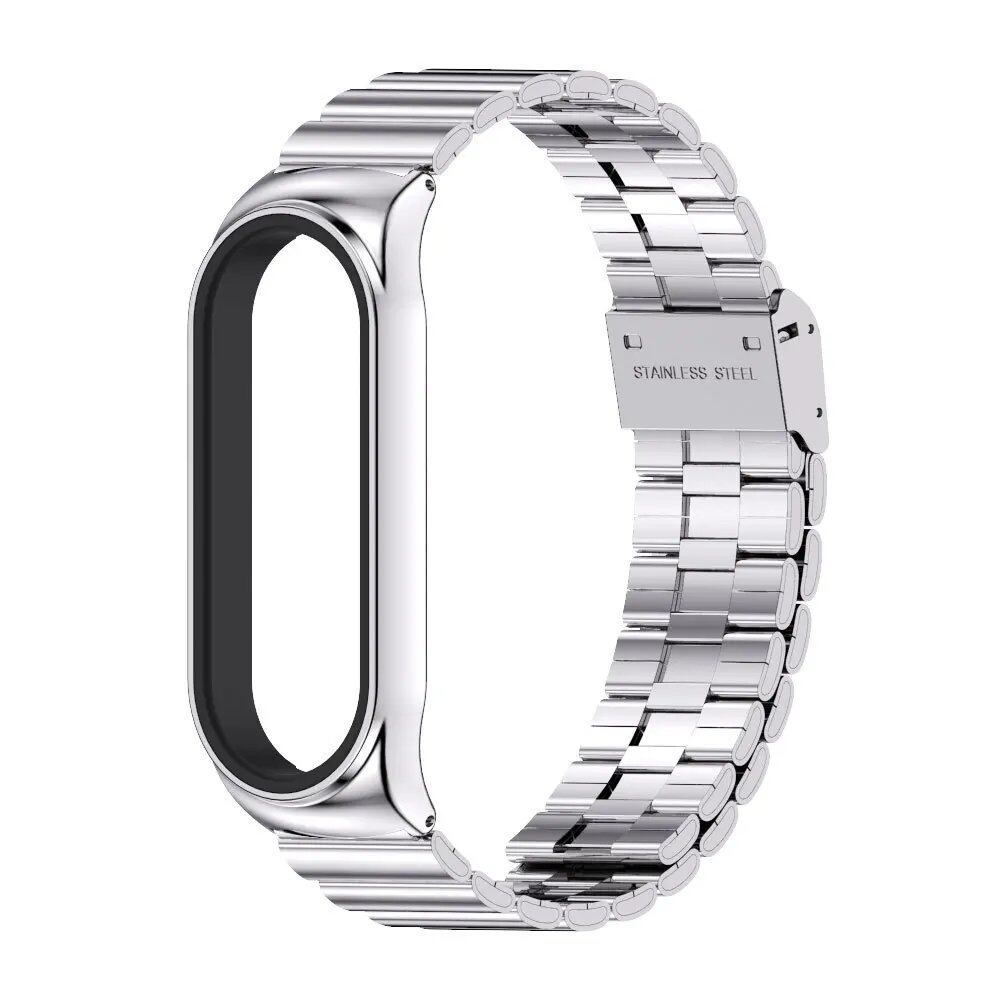 Metal Strap for Mi Band 8/9 - Universal Smartwatch Band Compatible with Mi Band 6/5/4/3, 304 Stainless Steel - Bracelet for Mi Band 7/9, Band Color: Bamboo, Parallel Import