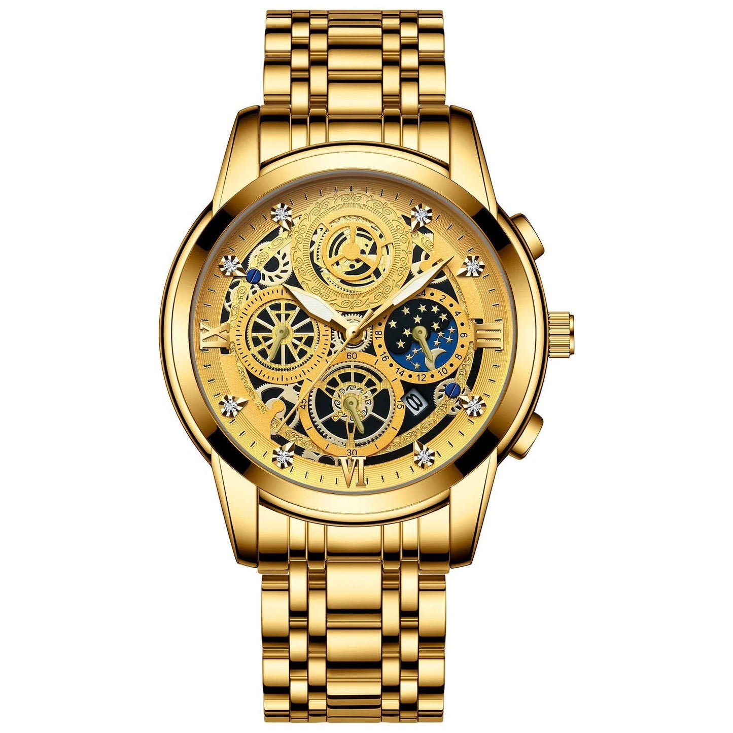 BINBOND B4010 Fashion Casual Quartz Men's Watch with Stainless Steel Strap, Luxury Dial, Luminous Display, 30M Water Resistance, Parallel Import