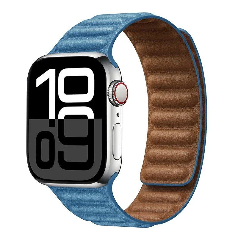 Apple Watch Leather Strap, Magnetic Loop Link Bracelet for iWatch Series 10/9/8/7/6 (45mm, 46mm, 42mm, 44mm, 40mm, 49mm) - Official Website, Band Color: mm, Parallel Import
