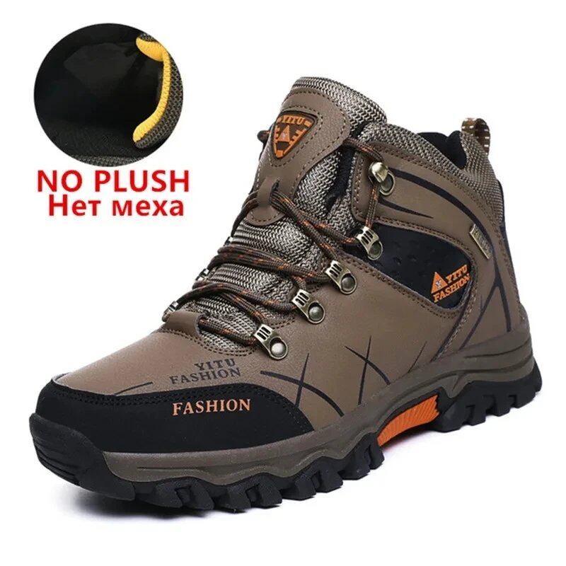 Men's brand-name winter snow boots, waterproof leather sneakers, ultra-warm, outdoor hiking boots, and work shoes, sizes 39-47, parallel import