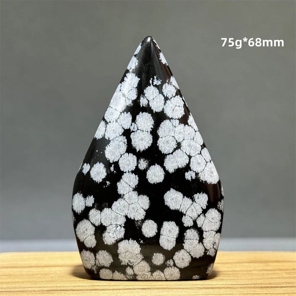 Snowflake Obsidian Freeform Ornament with Natural Quartz, Reiki, Meditation, Healing, Witchcraft, Energy Decoration, Home Gift, Color: Parallel Import