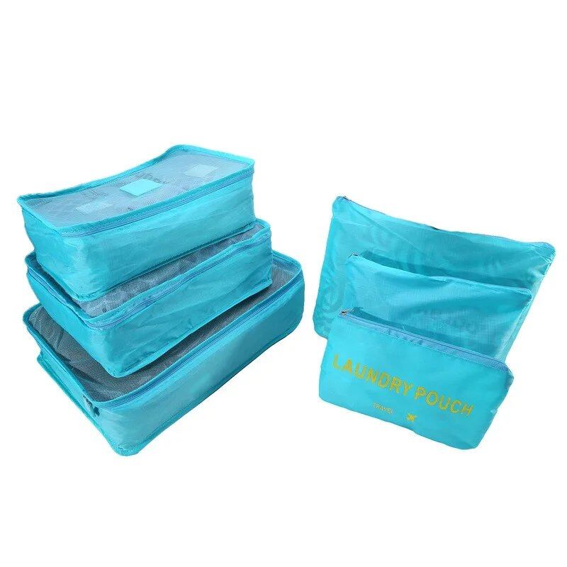 Set of 6 Travel Storage Bags for Clothes, Wardrobe, Suitcase, and Shoe Storage, Packing Cubes, Travel Organization Bags (Parallel Import)