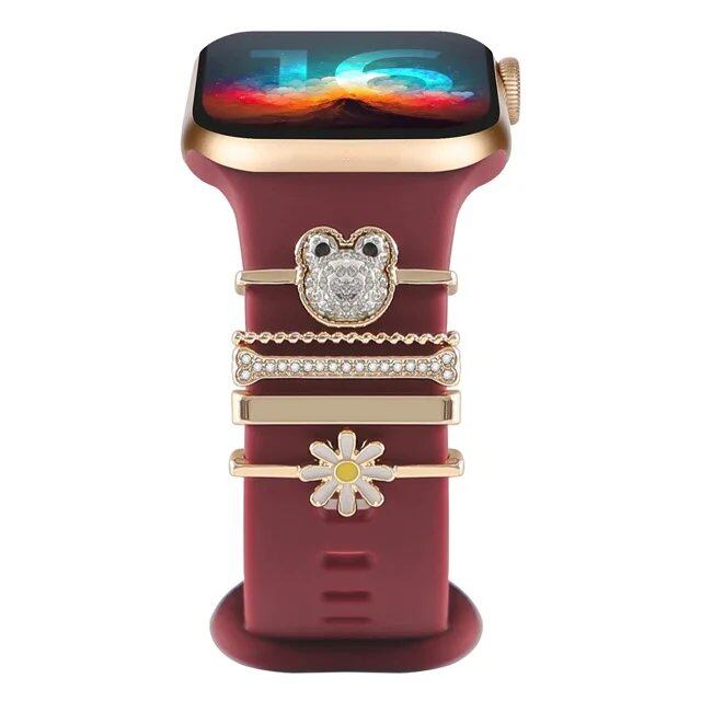 Diamond Jewelry-Embossed Band for Apple Watch Ultra 2, 9, 8, and 7, Compatible with Samsung and Huawei, 20/22mm Bracelet Strap, Band Color: ; Ships from: Parallel Import