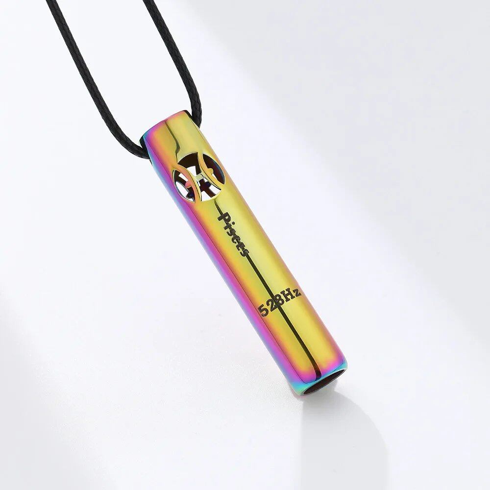 Stainless Steel Meditation & Mindfulness Bracelet Pendant with 12 Zodiac Signs, Stress Relief, Anxiety Relief, and Whistle, Sports Necklace, Metal Color: Black, Parallel Import