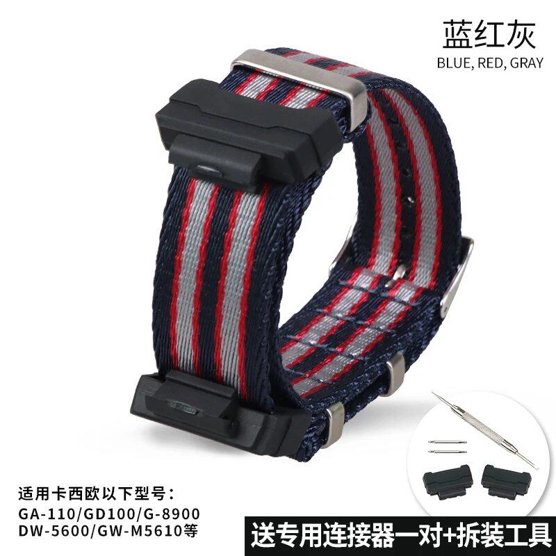 Camouflage Nylon Watch Strap for G-SHOCK - Compatible with CASIO G-SHOCK GA-110/300/DW6900/GD120/G-5600/GW-M5610/GLS8900, Imported