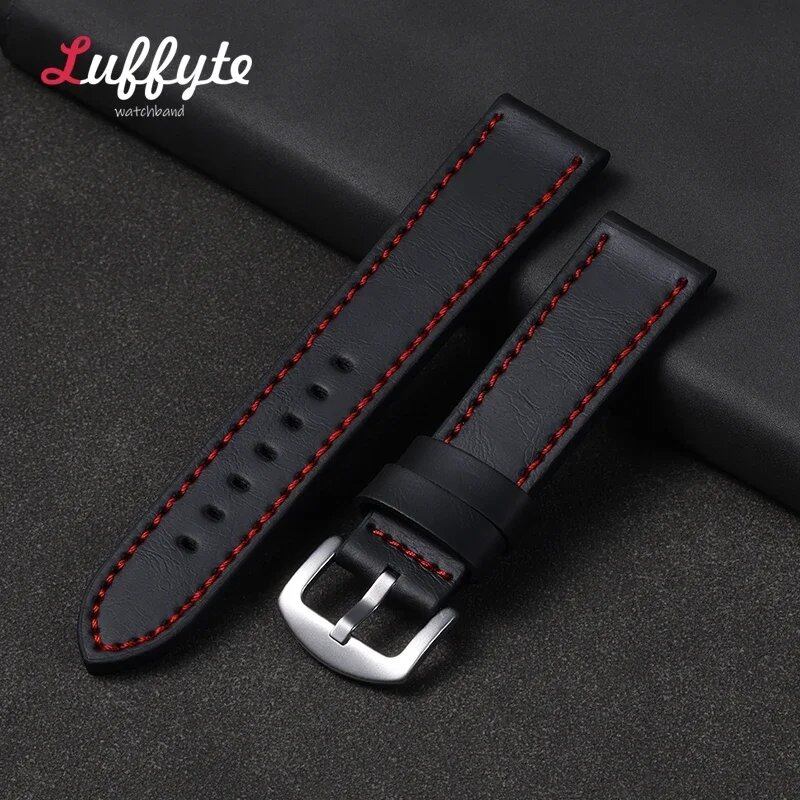 Vintage Leather Watch Strap, Universal Bracelet, 18mm, 20mm, 22mm, 24mm, Black, Brown, Gray, for Business, Belt, Accessory, Band Color: mm, Parallel Import
