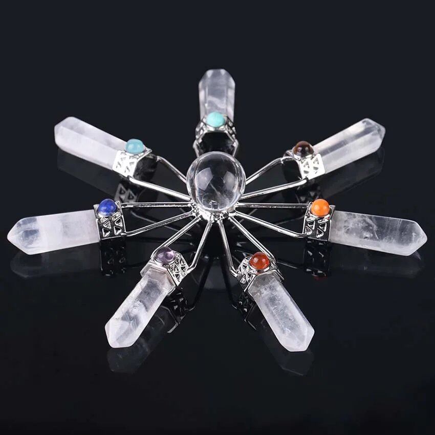 Amethyst Crystal Quartz Stone Hexagonal Spiral Pendulum Energy Generator for Healing, Chakra Awakening, Spiritual Meditation, and Decoration (Imported)
