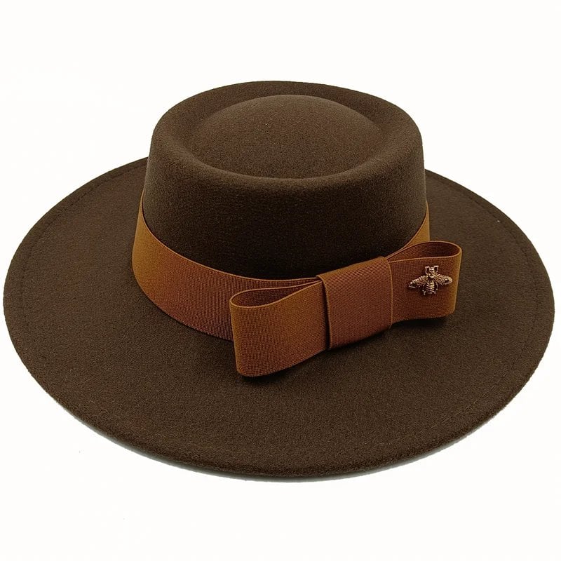 Winter Bowtie Fedora Hat with Textured Surface, Flat Top, and Elastic Band. Red. Men's and Women's Jazz Hat. Sizes: 56-58cm. Ships from: Parallel Import.