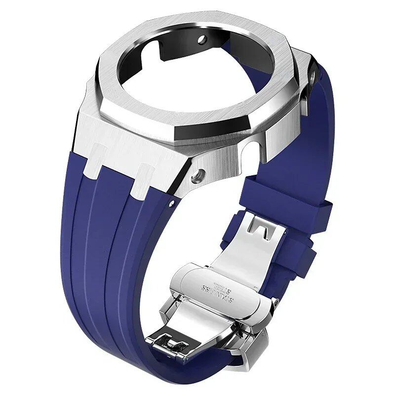 Casio Gen4 Metal Bezel Modification Kit for GA2100 with Stainless Steel Strap and Rubber Watch Case, Compatible with GEN4 GA2100/2110, Band Color: Parallel Import