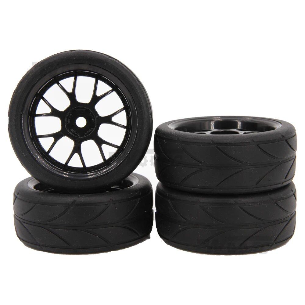 1.9-inch 65mm Wheel Tire with 12mm Hex Blue Rim and Durable Rubber for 1/10, 1/12, and 1/14 RC Cars (Wltoys 144001) - Color: Parallel Import