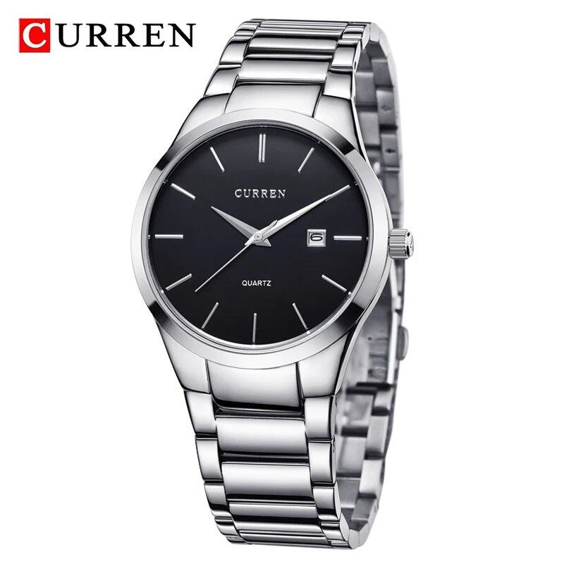 Karlen Men's Watch, Simple, Slim, Waterproof, Business Style, Quartz Movement, Calendar, Stainless Steel Strap, 8106, Parallel Import