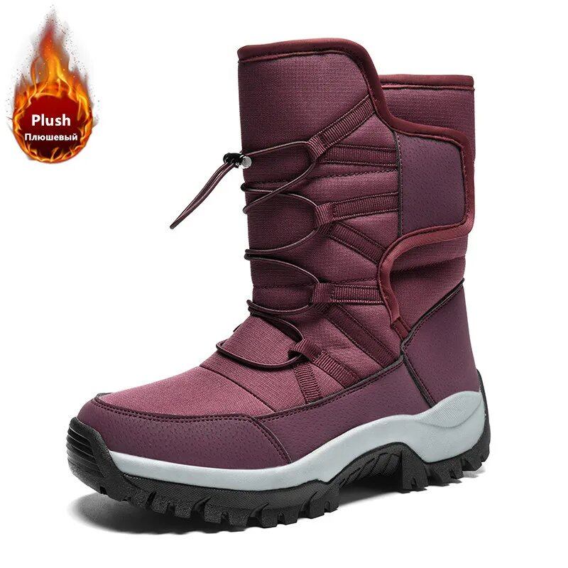 Brand Men's Winter Shoes, Waterproof, Warm, Plush, Couple's Snow Boots, Non-Slip Hiking Boots, Work Boots, Ankle Boots, Parallel Import