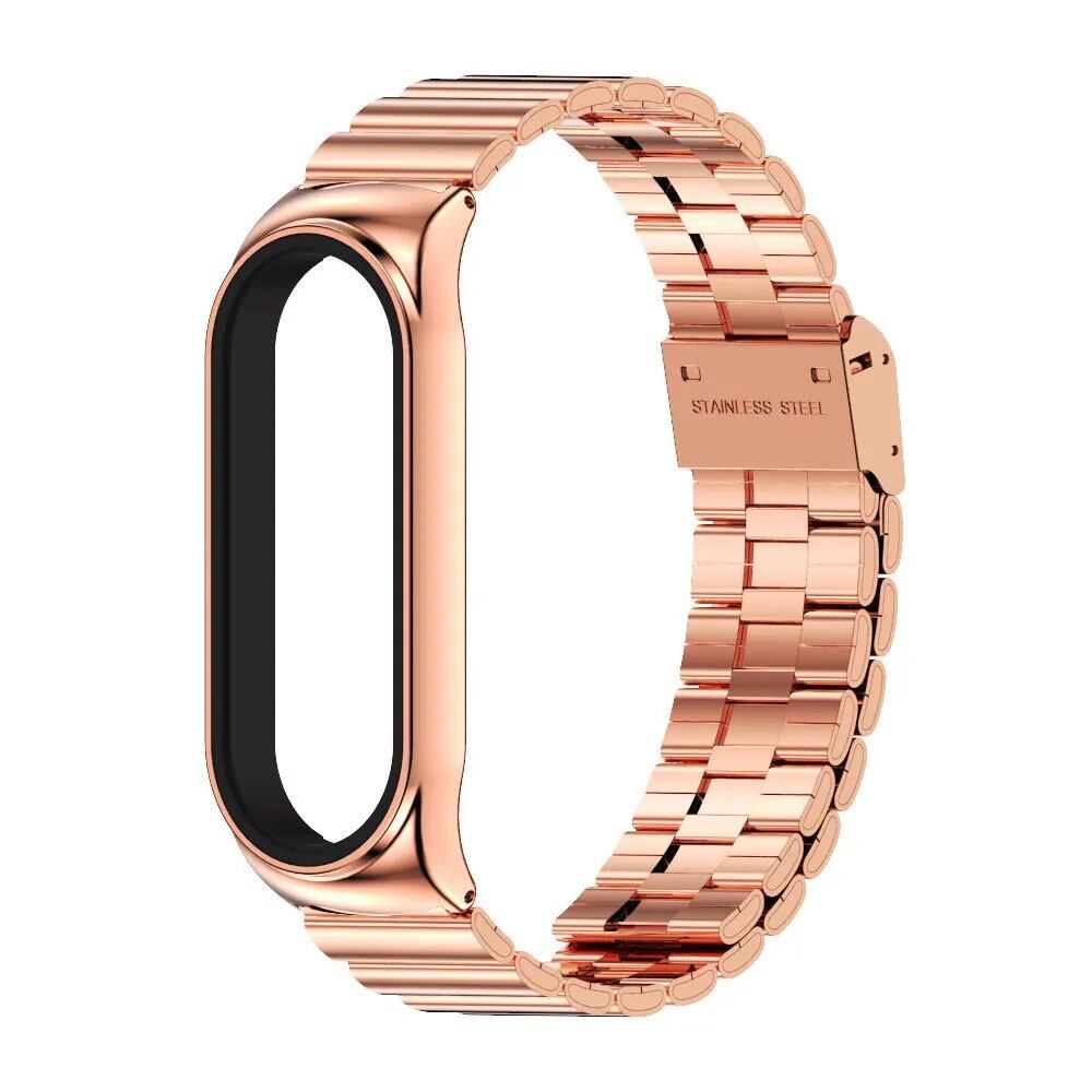Metal Strap for Mi Band 8/9 - Universal Smartwatch Band Compatible with Mi Band 6/5/4/3, 304 Stainless Steel - Bracelet for Mi Band 7/9, Band Color: Bamboo, Parallel Import