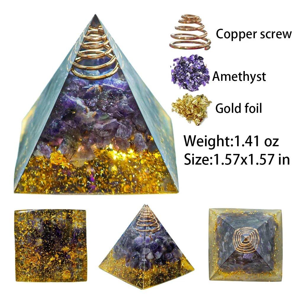 1.57-inch Natural Crystal Pyramid, Energy Crystal Amethyst, Reiki Healing, Chakra, Resin Pyramid, Meditation Tool, Home Decor, Size: 1 Piece; Parallel Import