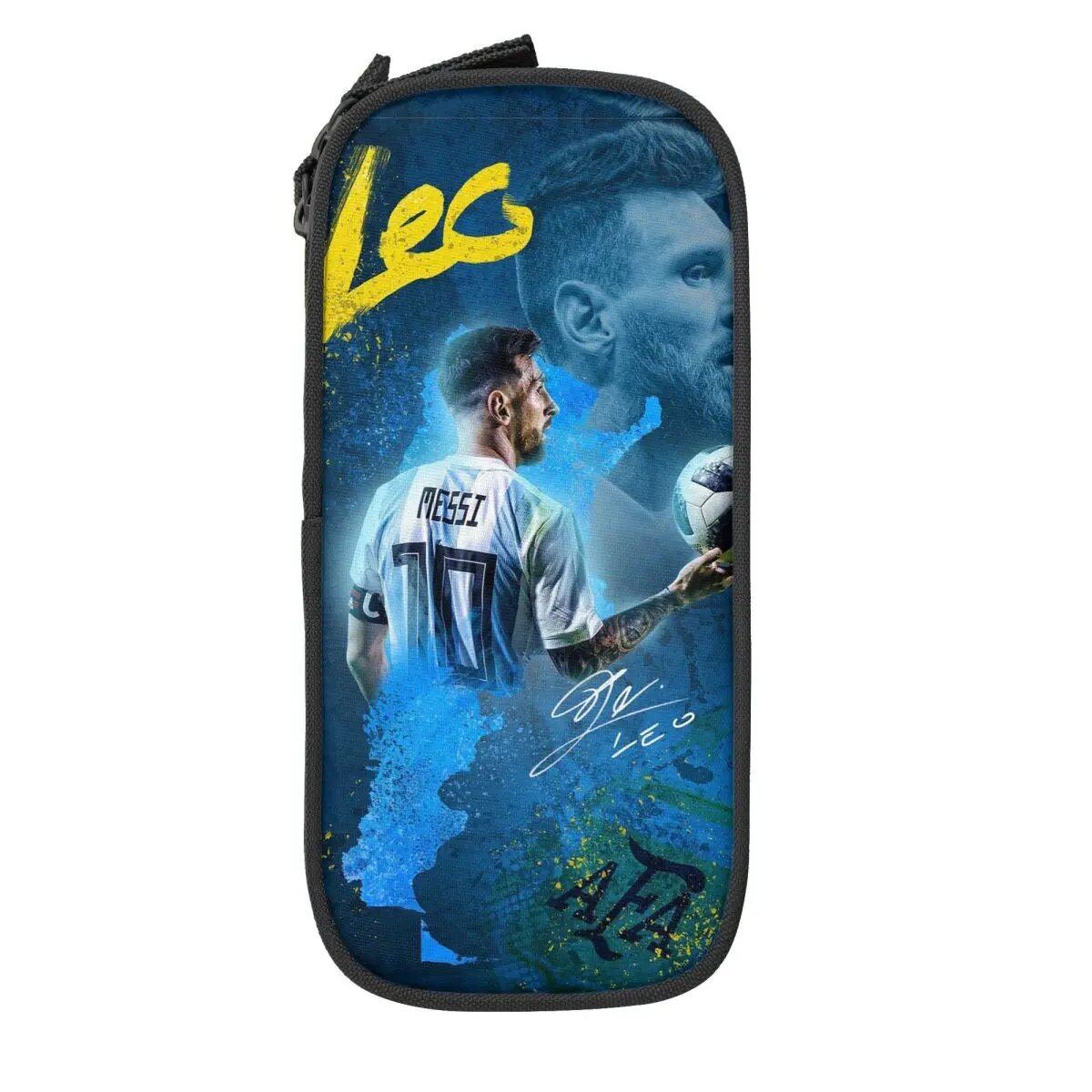 Soccer Messi Pencil Case, Large Capacity, Student Pencil Case, Stationery, School Supplies, Makeup Pouch, Size: L; Parallel Import