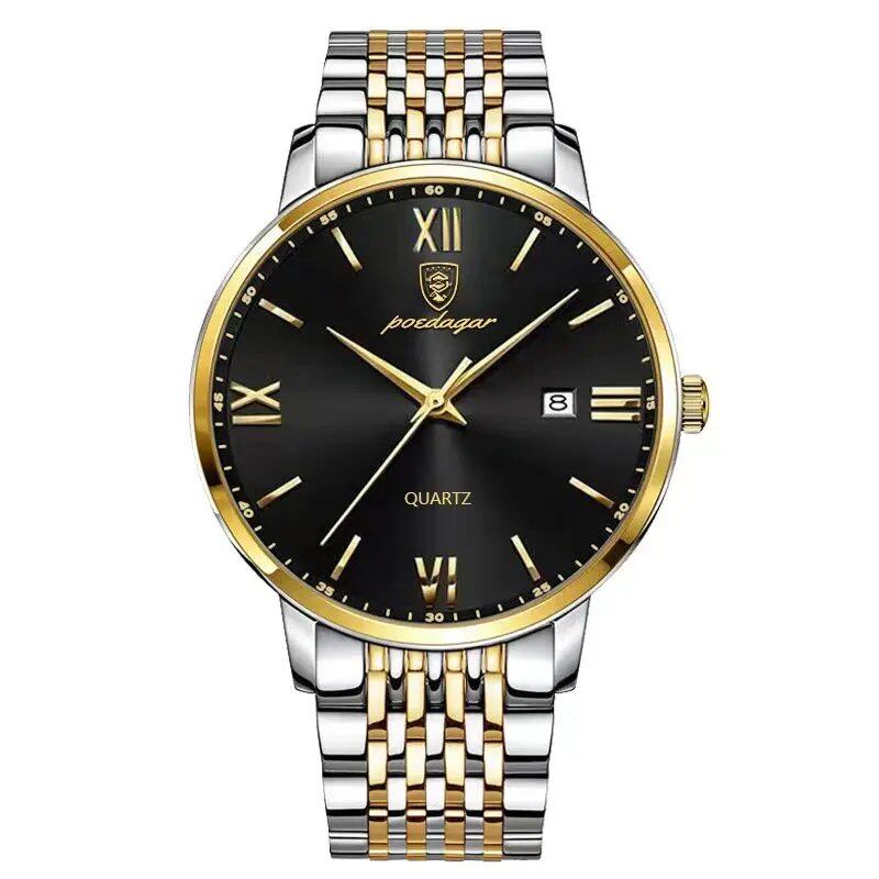 POEDAGAR Luxury Men's Sports Watch, Stainless Steel, Waterproof, Date Function, High-Quality, Casual Fashion Quartz Movement, Color: 826, Parallel Import