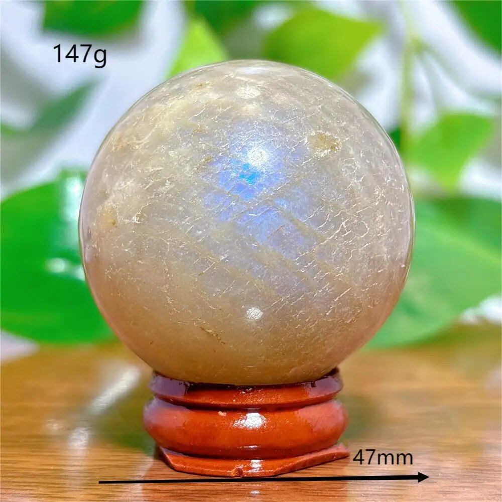 Moonstone Sphere Crystal, Natural Quartz Stone, Home Decor, Mineral, Reiki, Craft, Gift, Energy, Healing, Spiritual, Love, with Stand, Parallel Import