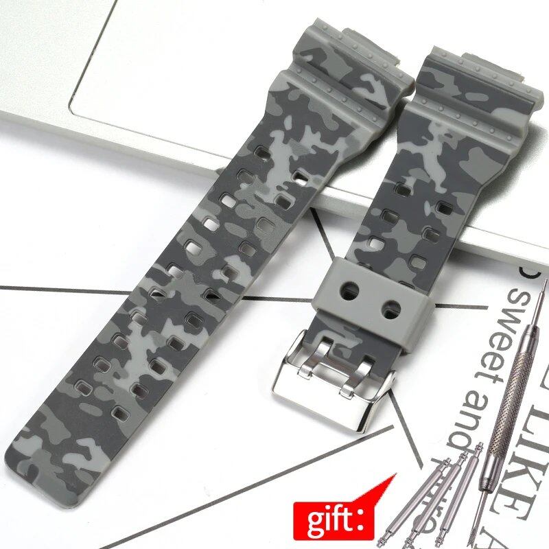 Camouflage Rubber Strap for Men's Casio G-Shock GA100, GA110, and GD120 Sports Watches. Band Color: 16mm; Band Width: 16mm; Ships from: Parallel Import.
