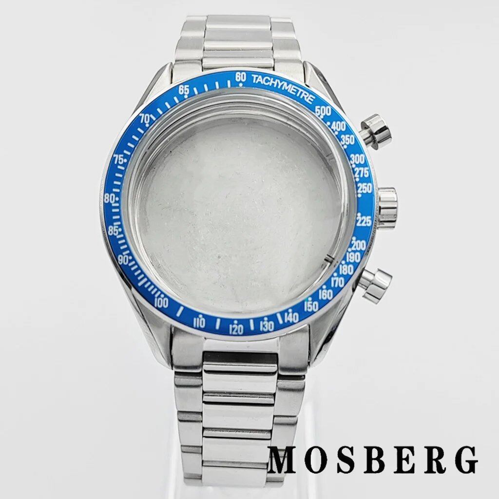 40mm Silver Watch Case with Stainless Steel Bezel for VK63, Parallel Import