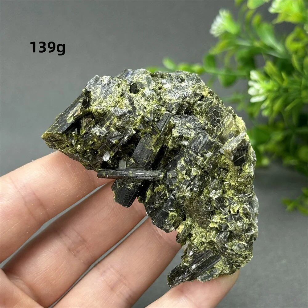 Natural Green Tourmaline Rough Stone Specimen Collection for Aura Healing, Meditation, and Energy Chakra Use. Gemstone Home Furnishing Gift. Parallel Import.
