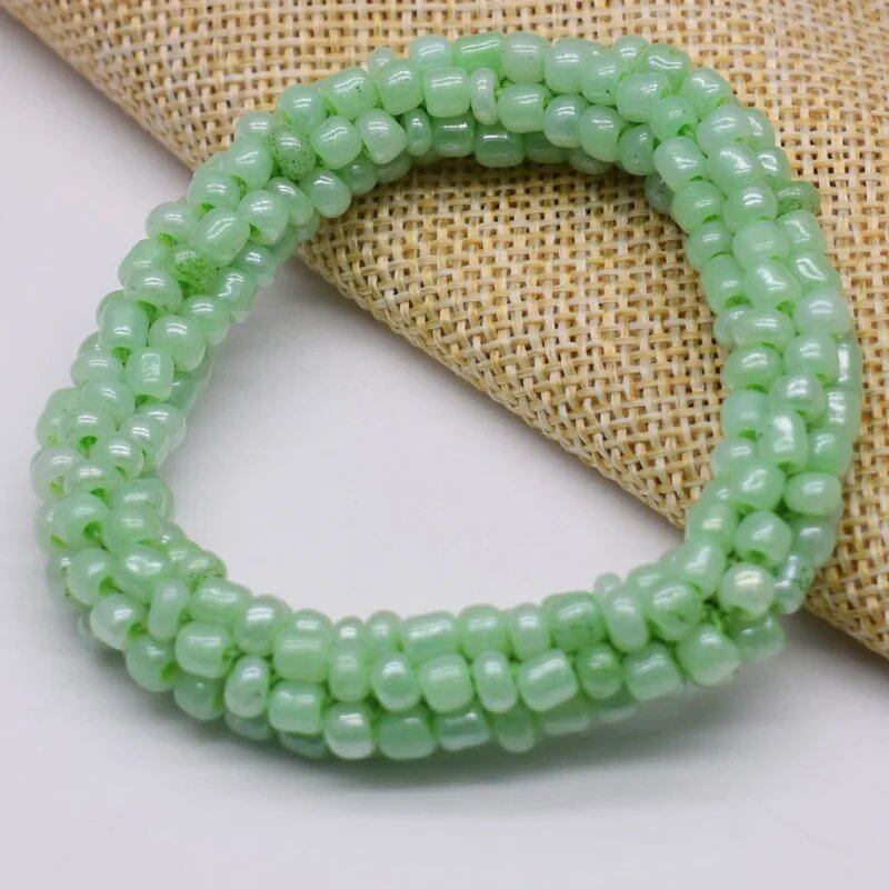 New Hair Accessory: Glass Bead Bracelet & Hair Tie, Elastic Hair Rope, Simple Scrunch, Ponytail Headdress, Women's Bracelet, 18cm Long; Metal Color, Parallel Import