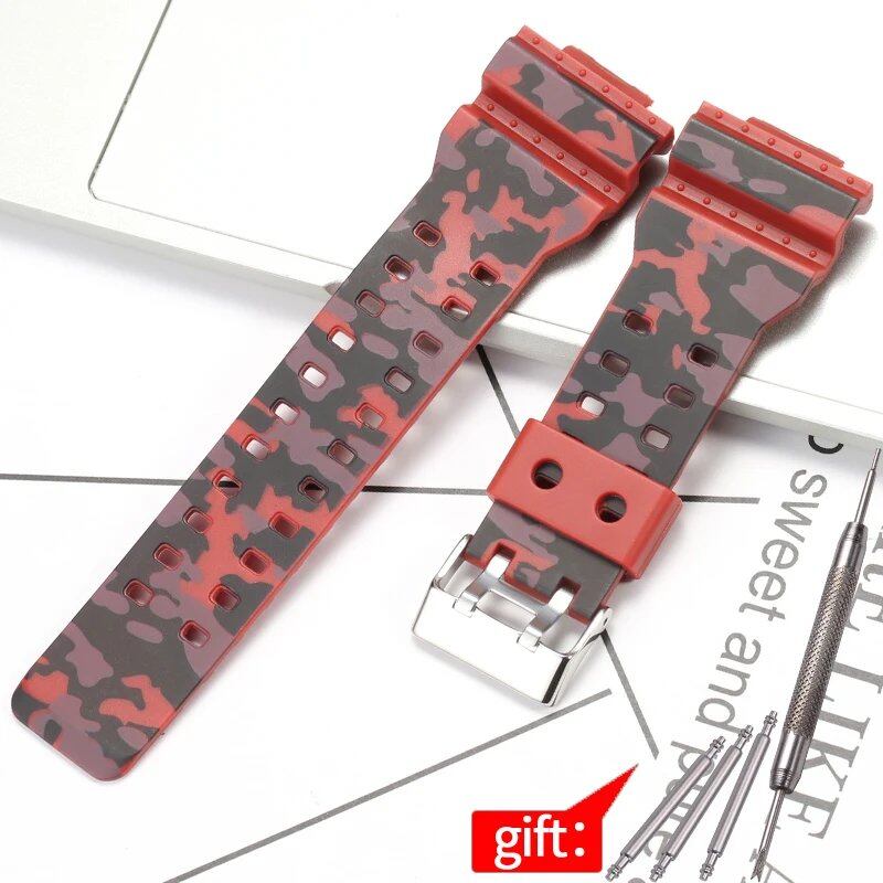 Camouflage Rubber Strap for Men's Casio G-Shock GA100, GA110, and GD120 Sports Watches. Band Color: 16mm; Band Width: 16mm; Ships from: Parallel Import.