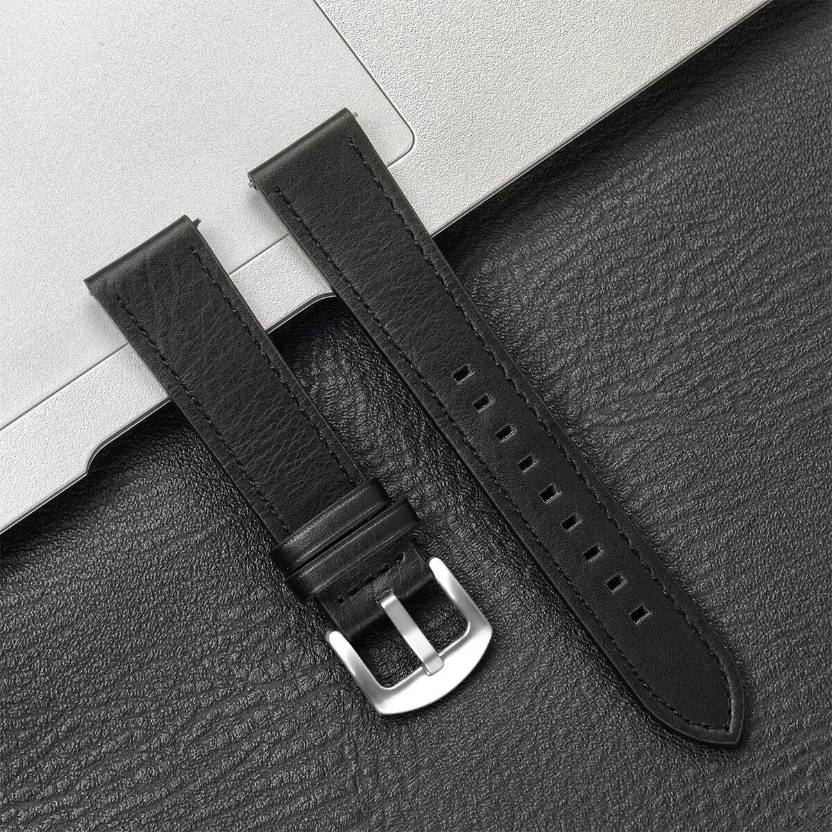 Compatible with Samsung Galaxy Watch 6/5/4 (40mm/44mm) and Xiaomi Redmi Watch 3 Lite/Active, 20mm/22mm Leather Strap, Vintage Style, Size 2, Parallel Import
