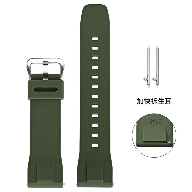 カシオ PRO TREK PRG-650Y/600 PRW-6600 GA2000 対応 24mm ユニバーサル ウォッチストラップ 交換用ベルト クイックリリースバー ラバーリストバンド ブレスレット バンドカラー:;バンド幅:24mm 並行輸入品