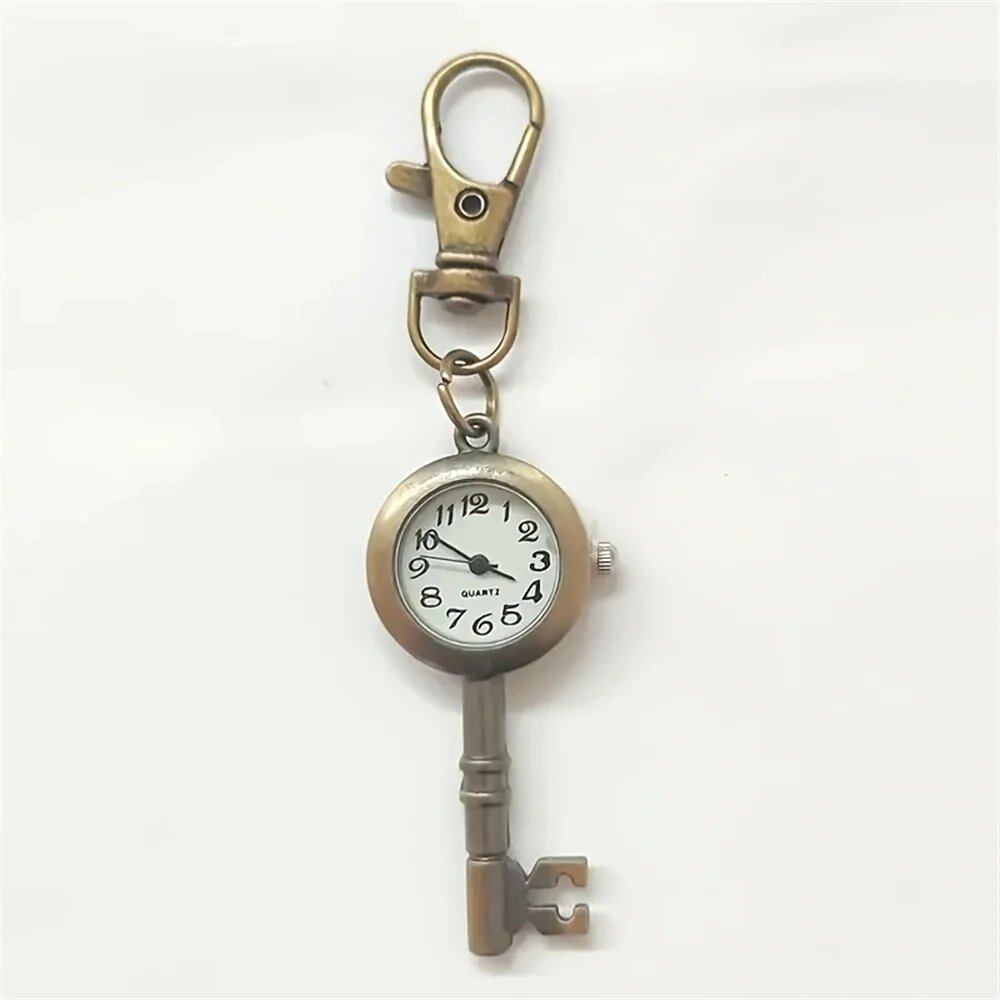 1 Bronze Dream Key Vintage Pocket Watch with Quartz Movement, Thin Chain, Color: BM, Imported