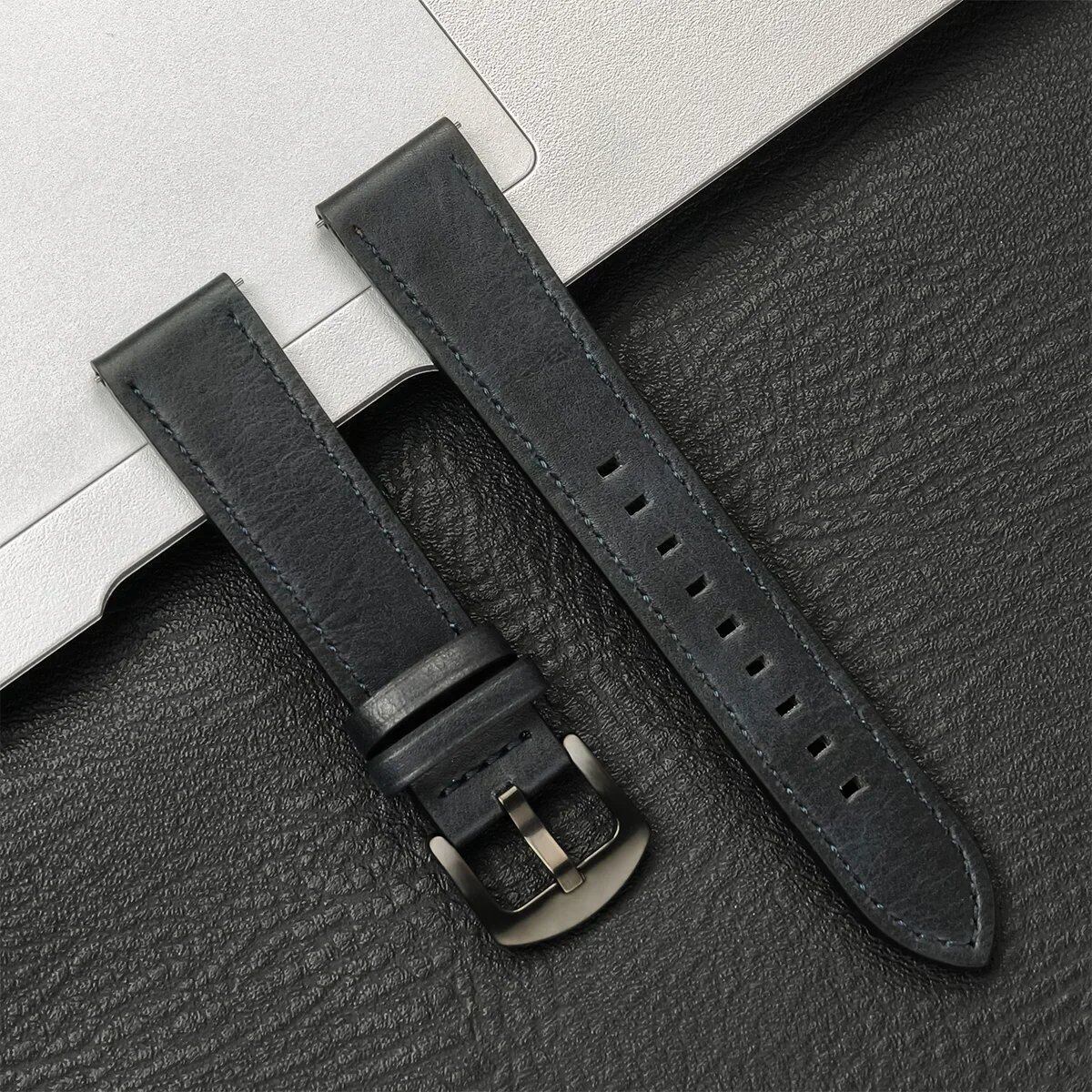 Compatible with Samsung Galaxy Watch 6/5/4 (40mm/44mm) and Xiaomi Redmi Watch 3 Lite/Active, 20mm/22mm Leather Strap, Vintage Style, Size 2, Parallel Import